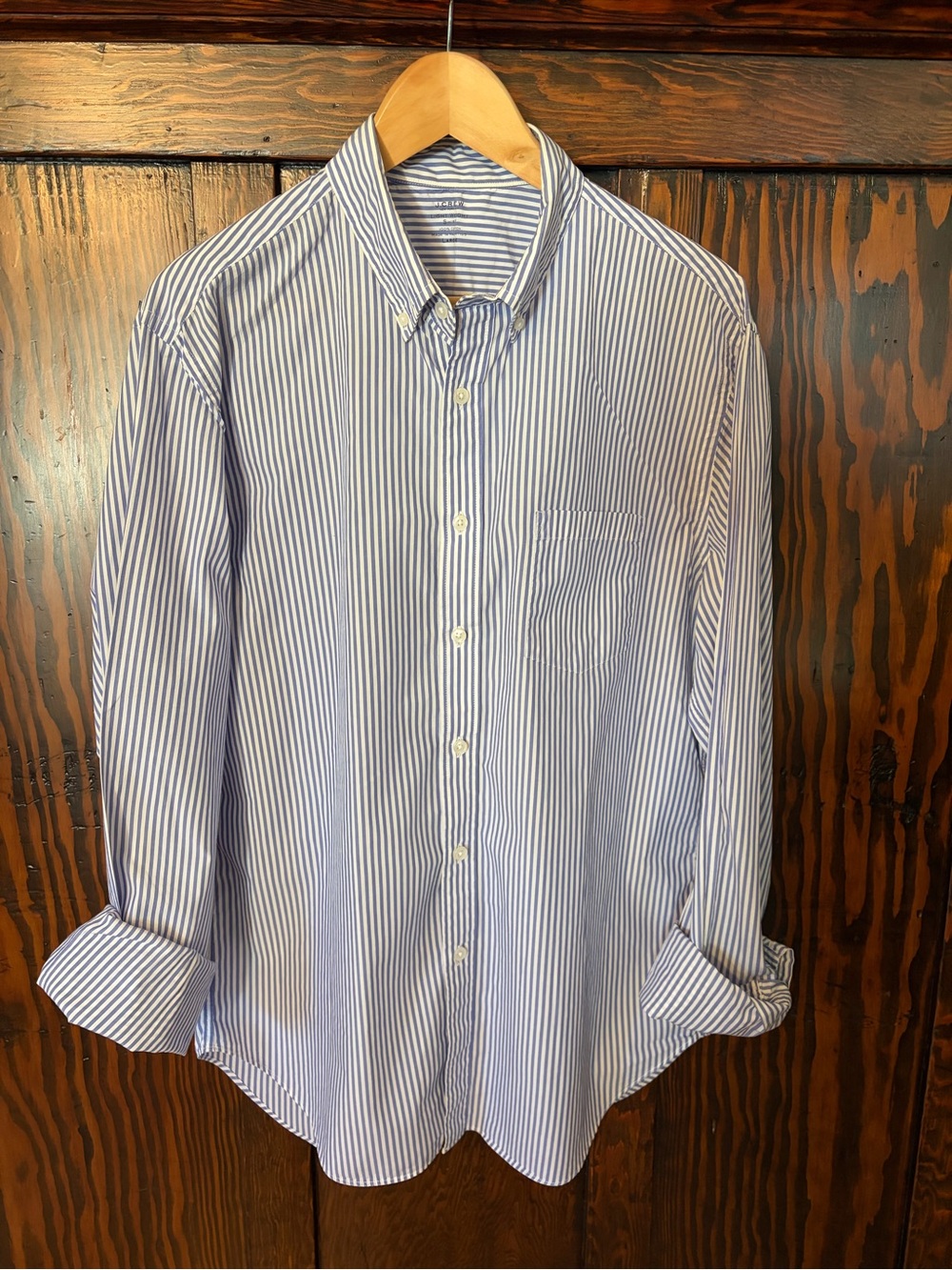 JCrew Ultra Lightweight Button-Down Blue & White Stripe Men's Shirt